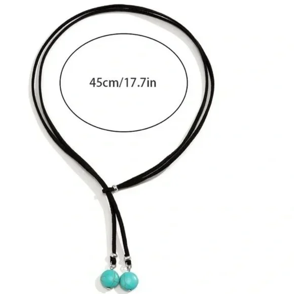 Free People Turquoise Velvet Wrap Necklace